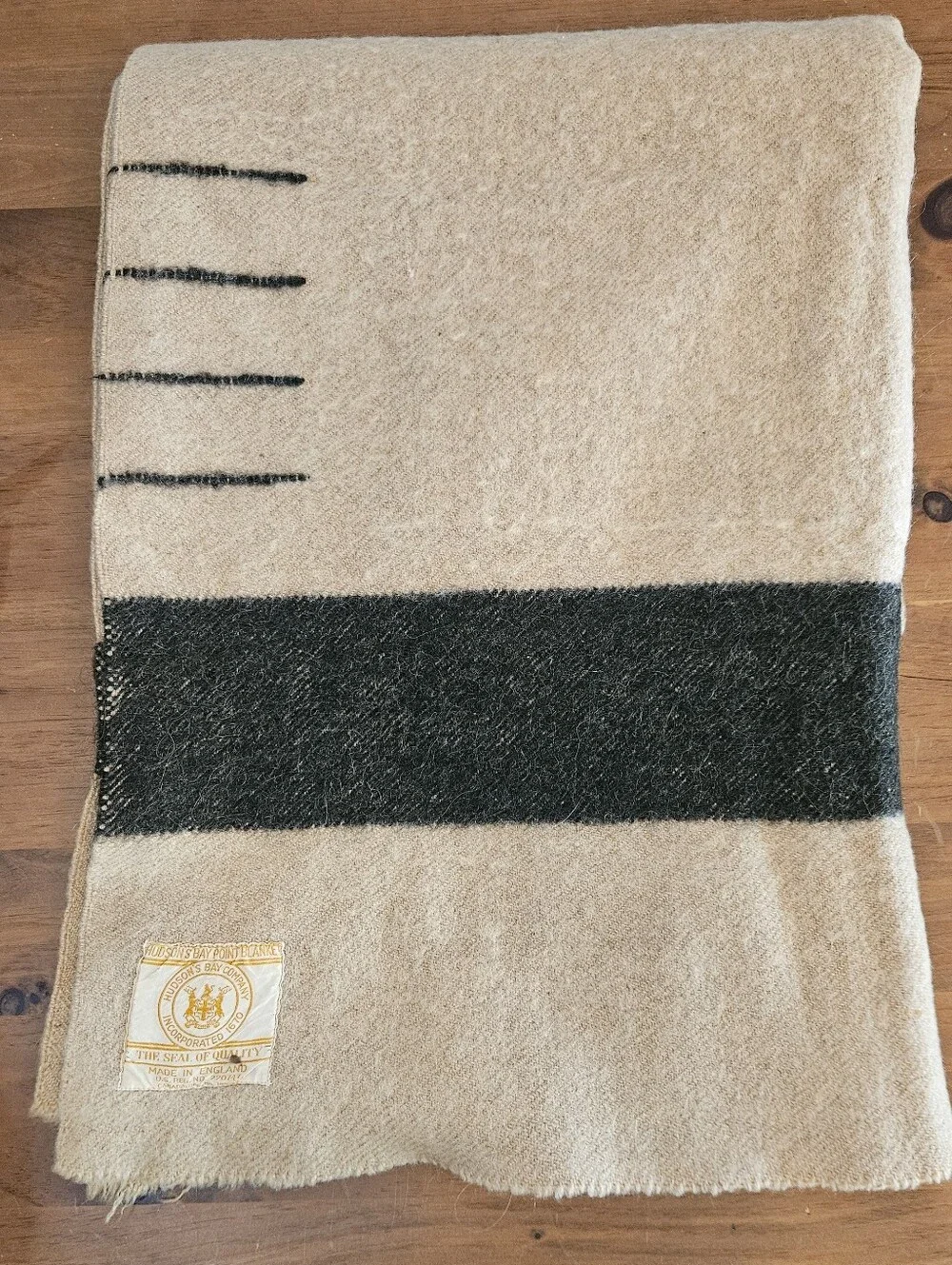 Vtg 1930s Hudsons Bay 4-Point Wool Blanket Rare Camel Colorway Gold Label EUC
